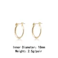 Pendientes de aro minimalistas bañados en oro 18K 18mm diámetro interior 2,5g el par - Dorado (Diámetro Interior 18mm)