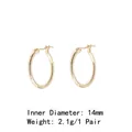 Detalle de pendientes de aro dorados con diámetro interior 14mm y peso de 2,1g - Dorado (Diámetro Interior 14mm)