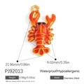 Orange lobster charm in stainless steel with colorful enamel for DIY jewelry making - Lobster Shape (PJ92013)
