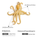 Golden stainless steel octopus pendant charm for DIY jewelry making with waterproof finish - Octopus Shape (PJ92015)