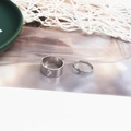 Detail of vintage silver moon hollow couple rings set with adjustable open band design - Moon Silver (D2328)