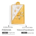 Rectangle stainless steel charm with white enamel star and golden sunray texture - Sun Star White Enamel (PJ92019A)