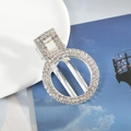 Silver geometric rhinestone hair clip with rectangle and circle design for women - Round Silver