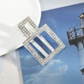 Silver geometric rectangular hair clip with white rhinestones on a decorative background - Square Heart Silver