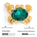 Waterproof gold plated crab pendant with emerald green stone and minimalist design - Crab Design With Green Gemstone (PJ91995)