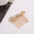 Elegant gold snowflake hair comb with sparkling crystals for bridal wedding hairstyles - Gold Star Style (I1207)