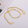 Cordino per capelli in camoscio giallo con perline d'argento vintage per acconciature - Giallo (E5531)
