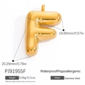 Balloon style gold stainless steel letter F pendant with waterproof and allergy-free finish - Letter F (PJ91955F)