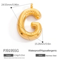 Polished gold stainless steel balloon letter G pendant, waterproof and hypoallergenic - Letter G (PJ91955G)