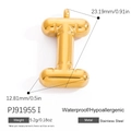 Golden letter I stainless steel pendant, waterproof and hypoallergenic jewelry charm - Letter I (PJ91955I)