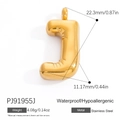 3D balloon style gold letter J pendant made of waterproof stainless steel jewelry - Letter J (PJ91955J)