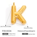 Polished gold inflatable letter K pendant made of waterproof and hypoallergenic stainless steel - Letter K (PJ91955K)