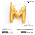 3D balloon style letter M pendant in 18k gold finish for DIY stainless steel necklaces - Letter M (PJ91955M)