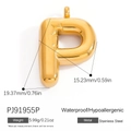 Golden balloon style P letter pendant made of waterproof stainless steel for DIY jewelry - Letter P (PJ91955P)