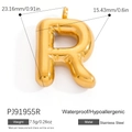 Polished golden stainless steel 3D puffy letter R charm for jewelry making - Letter R (PJ91955R)