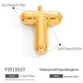 Polished gold 3D initial T pendant in stainless steel with waterproof and hypoallergenic finish - Letter T (PJ91955T)