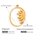 18K gold plated stainless steel sun face oval pendant with product dimensions and weight - Sun Face Oval Frame (PJ92147)