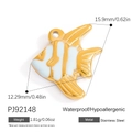 Tropical angelfish stainless steel charm in 18K gold and white for DIY jewelry - Angelfish Shape (PJ92148)