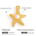 Golden stainless steel starfish pendant with a white pearl and textured finish - Starfish Pearl Inlaid (PJ92149)