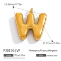 Polished gold balloon-style letter W pendant in waterproof stainless steel - Letter W (PJ91955W)