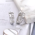 Silver U-shaped hoop earrings with micro-paved zircons and elegant X-cross design - Silver (B2202)