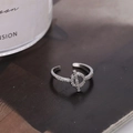Elegant geometric silver-plated copper open ring with micro-pave cubic zirconia crystals - Silver (D7204)