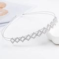 Sparkling double-row rhinestone headband with geometric diamond patterns for girls - Silver (C9412)