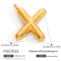 Golden 3D balloon letter X pendant in hypoallergenic stainless steel with high polish finish - Letter X (PJ91955X)