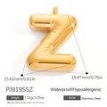 3D balloon style gold letter Z pendant made of waterproof and hypoallergenic stainless steel - Letter Z (PJ91955Z)