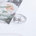 Silberner Hexagramm-Sternring mit Zirkon-Mikro-Set für Frauen und Paare - Silber D7407