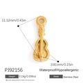 Ciondolo a forma di violino in acciaio inossidabile dorato con misure e finitura oro 18K - Motivo Violino Dorato (PJ92156)
