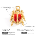 Pendaglio a scarabeo in acciaio dorato con gemma a cuore rosso e misure precise - Scarabocchio Gemma di Cuore (PJ92157)