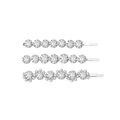 Lot de trois barrettes argentées avec strass brillants et motifs de fleurs - Ensemble de 3 Pièces / Argent