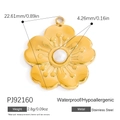 Pendente fiore di prugna in acciaio inossidabile dorato con perla bianca centrale - Fiore di Prugno Perla (PJ92160)