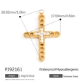 Pendaglio a forma di polpo in acciaio inossidabile dorato con pietre naturali e diamanti - Croce con Perla Incastonata (PJ92161)
