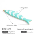 Ciondolo a pesce in acciaio inossidabile placcato oro 18K con smalto verde menta e pois - Pesce Onda Verde (PJ92162A)