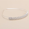 Elegant double-layered silver hairband featuring sparkling geometric rhinestone crystals - Silver