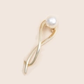 Fermaglio per capelli dorato con grande perla bianca e design geometrico in metallo - Oro (C2402)
