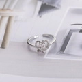 Verstellbarer silberner Herzring mit hohl-Design und Mikro-Pavé Zirkoniasteinen - Silber
