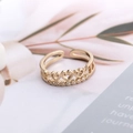 Golden heart-shaped open ring featuring micro-paved cubic zirconia in elegant design - Gold (D7319)