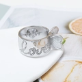 Silver high ponytail clip with rhinestone Love lettering and heart-shaped inner claws - Silver