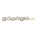 Barrette dorée ornée de six fleurs en cristal étincelant au design minimaliste - Pack Individuel / Or Ondulé