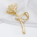 Elegant gold metal tulip hair claw clip with faux pearls and marquise rhinestones - Gold
