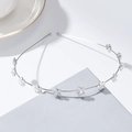 Cerchietto fiori argento con opali occhio di gatto e piccole perle bianche da donna - Stile Argentato (C9431)