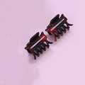 Set of two small resin hair clips with elegant dark red to black gradient glaze finish - Dark Red Pair (B5428)
