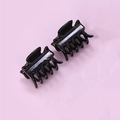 Paio di piccole mollette per capelli nere lucide su sfondo viola chiaro - Paio Nero (E7211)
