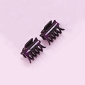 Set di due piccole mollette per capelli in resina viola scuro per acconciature e frangia - Paio Viola (E7211)