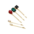 Set retrò di 5 fermagli per capelli con strass colorati e finitura in metallo dorato - Colorato