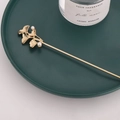 Elegante forcina per capelli con foglie di ginkgo dorate e perle bianche stile cinese - Stile Foglia di Ginkgo (B2407)
