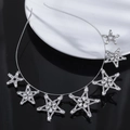 Elegante diadema de estrellas plateada con circonitas para bodas y fiestas formales - Plateado